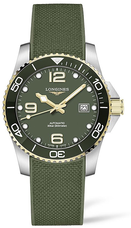 Мужские механический  с автоподзаводом часы Longines HydroConquest L3.781.3.06.9 зеленый резина — Изображение 1