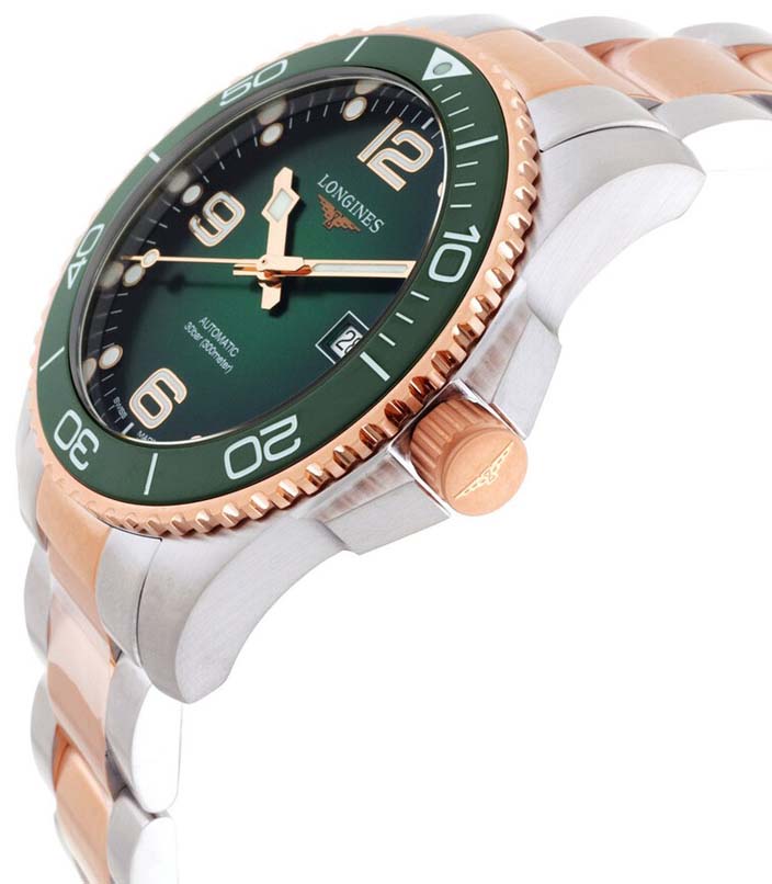 Мужские часы Longines HydroConquest L3.781.3.08.7, механизм механический  с автоподзаводом, циферблат зеленый, браслет нержавеющая сталь + pvd — Изображение 2