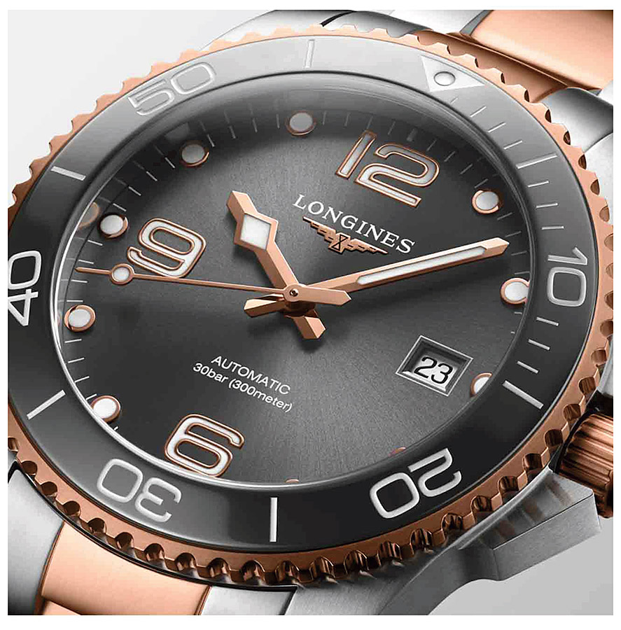 Мужские часы Longines HydroConquest L3.781.3.78.7, механизм механический  с автоподзаводом, циферблат серый, браслет нержавеющая сталь + pvd — Изображение 2