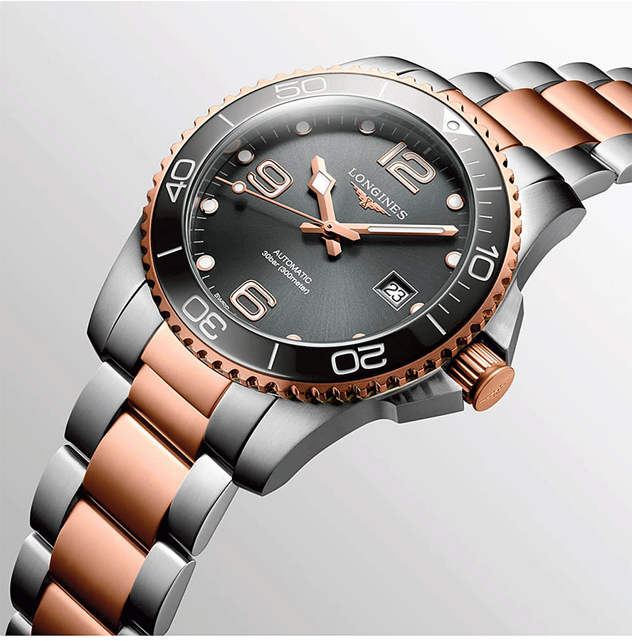 Мужские часы Longines HydroConquest L3.781.3.78.7, механизм механический  с автоподзаводом, циферблат серый, браслет нержавеющая сталь + pvd — Изображение 3