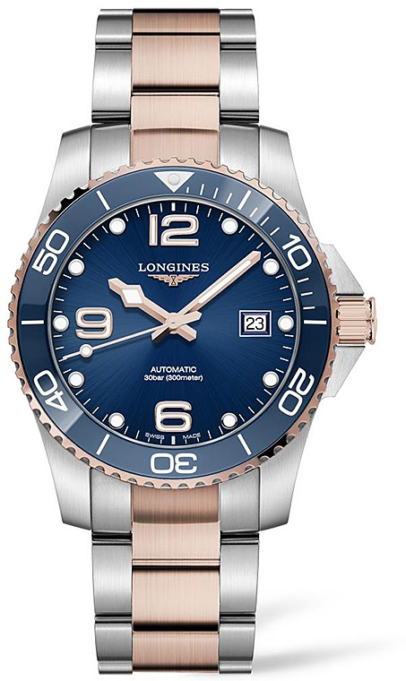 Мужские часы Longines HydroConquest L3.781.3.98.7, механизм механический  с автоподзаводом, циферблат синий, браслет нержавеющая сталь + pvd — Изображение 1