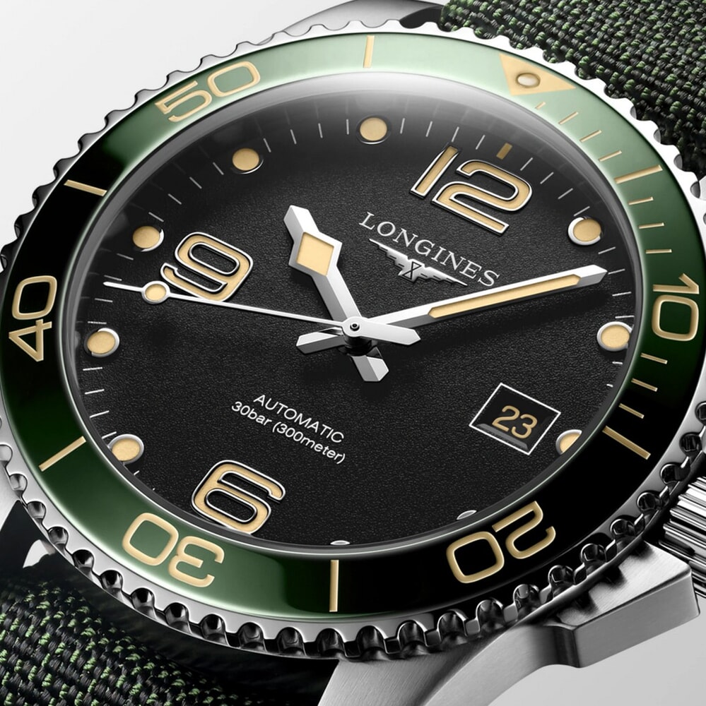 Мужские часы Longines Hydroconquest L3.781.4.05.2, механизм механический с автоподзаводом, циферблат черный, браслет синтетика — Изображение 8