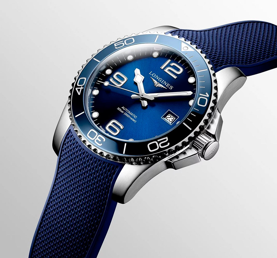 Мужские часы Longines HydroConquest L3.781.4.96.9, механизм механический с автоподзаводом, циферблат синий, браслет каучук — Изображение 3