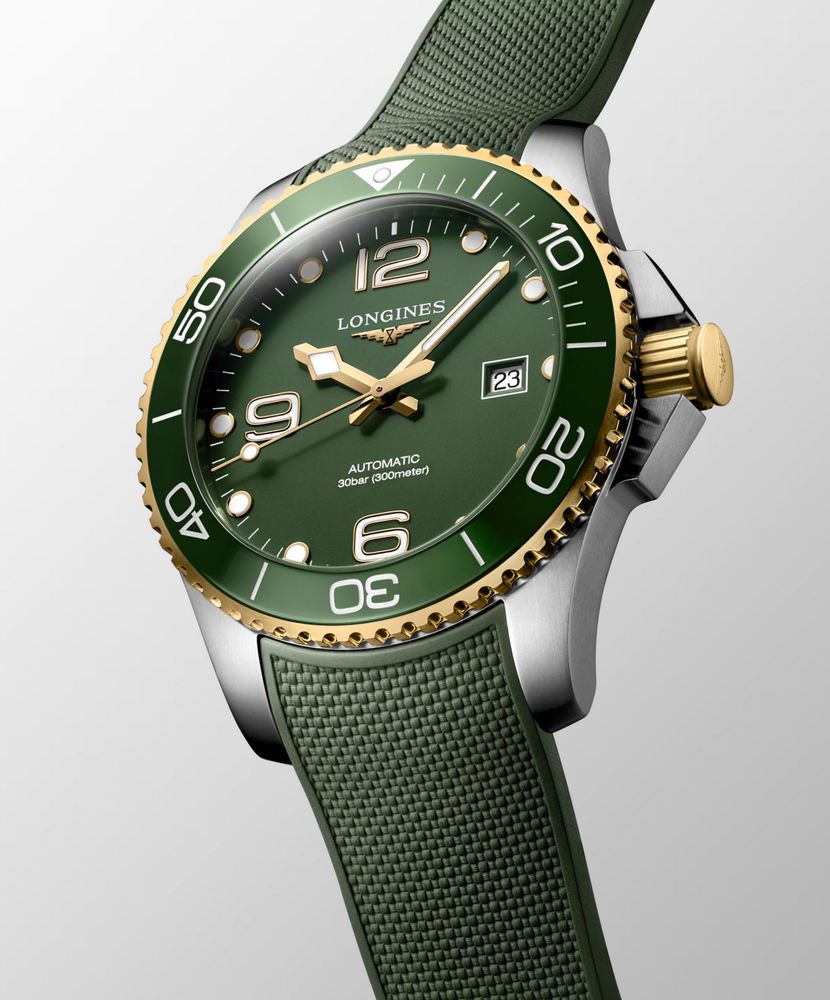 Мужские часы Longines HydroConquest L3.782.3.06.9, механизм механический с автоподзаводом, циферблат зеленый, браслет каучук — Изображение 5