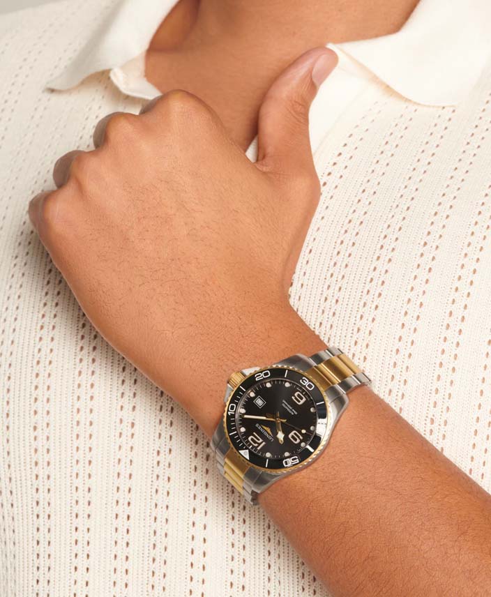 Мужские часы Longines HydroConquest L3.782.3.56.7, механизм механический с автоподзаводом, циферблат черный, браслет нержавеющая сталь + pvd — Изображение 5
