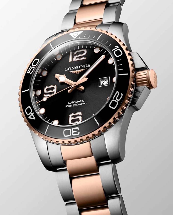 Мужские часы Longines HydroConquest L3.782.3.58.7, механизм механический с автоподзаводом, циферблат черный, браслет нержавеющая сталь + pvd — Изображение 2
