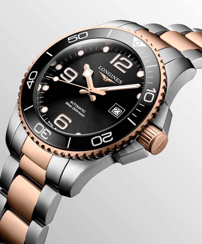 Мужские часы Longines HydroConquest L3.782.3.58.7, механизм механический с автоподзаводом, циферблат черный, браслет нержавеющая сталь + pvd — Изображение 4