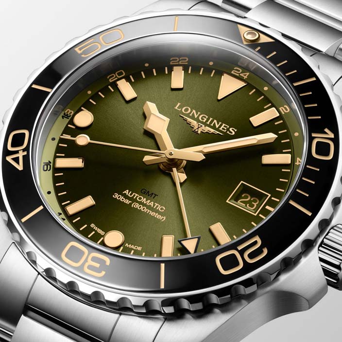 Мужские часы Longines HydroConquest L3.790.4.06.6, механизм механический с автоподзаводом, циферблат зеленый, браслет нержавеющая сталь — Изображение 2