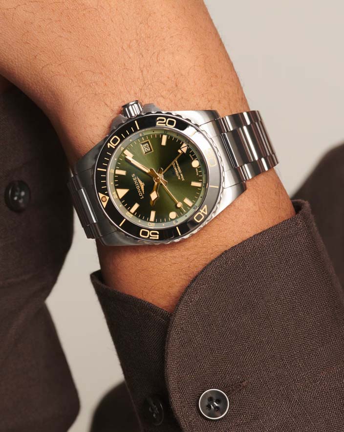 Мужские часы Longines HydroConquest L3.790.4.06.6, механизм механический с автоподзаводом, циферблат зеленый, браслет нержавеющая сталь — Изображение 4