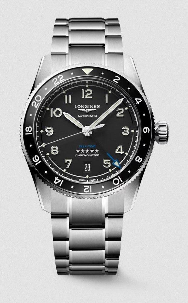 Унисекс часы Longines Longines Spirit L3.802.4.53.6, механизм механический с автоподзаводом, циферблат черный, браслет нержавеющая сталь — Изображение 1