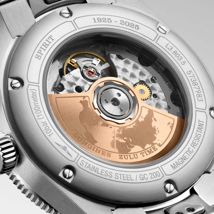 Мужские часы Longines Longines Spirit L3.803.5.53.6, механизм механический с автоподзаводом, циферблат черный, браслет нержавеющая сталь — Изображение 4