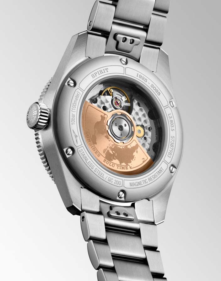 Мужские часы Longines Longines Spirit L3.803.5.53.6, механизм механический с автоподзаводом, циферблат черный, браслет нержавеющая сталь — Изображение 7