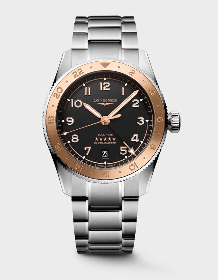 Мужские часы Longines Longines Spirit L3.803.5.53.6, механизм механический с автоподзаводом, циферблат черный, браслет нержавеющая сталь — Изображение 1