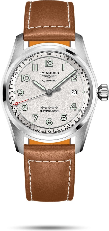 Мужские часы Longines Longines Spirit L3.810.4.73.2, механизм механический с автоподзаводом, циферблат серебристый, браслет кожа — Изображение 1