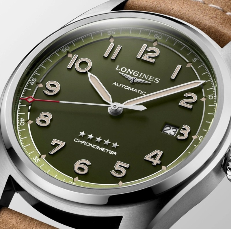 Мужские часы Longines Longines Spirit L3.811.4.03.2, механизм механический хронометр с автоподзаводом, циферблат зеленый, браслет кожа — Изображение 3