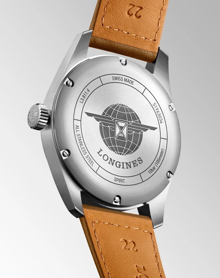 Мужские часы Longines Longines Spirit L3.811.4.73.4, механизм механический хронометр с автоподзаводом, циферблат серебристый, браслет кожа — Изображение 6