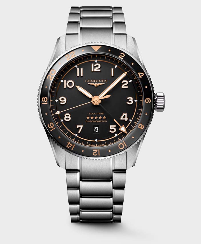Мужские часы Longines Longines Spirit L3.812.4.50.6, механизм механический с автоподзаводом, циферблат черный, браслет нержавеющая сталь — Изображение 1