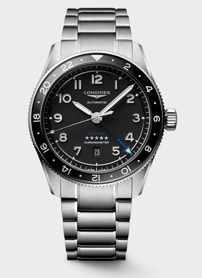 Мужские часы Longines Longines Spirit L3.812.4.53.6, механизм механический с автоподзаводом, циферблат черный, браслет нержавеющая сталь — Изображение 1