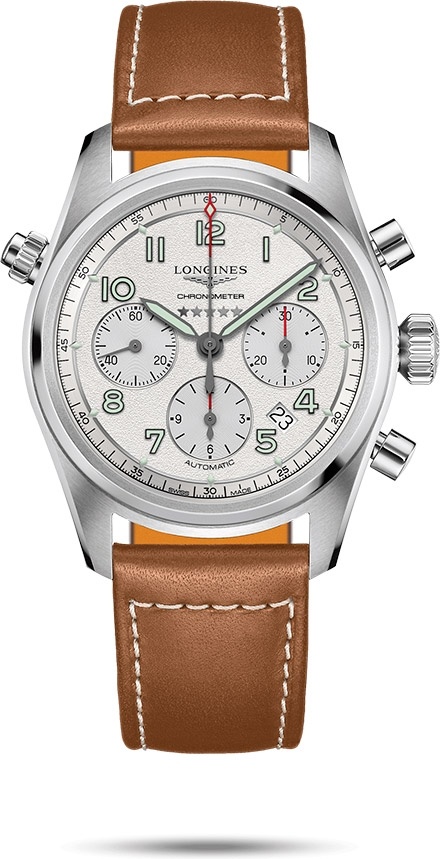 Мужские часы Longines Longines Spirit L3.820.4.73.2, механизм механический с автоподзаводом, циферблат серебристый, браслет кожа — Изображение 1