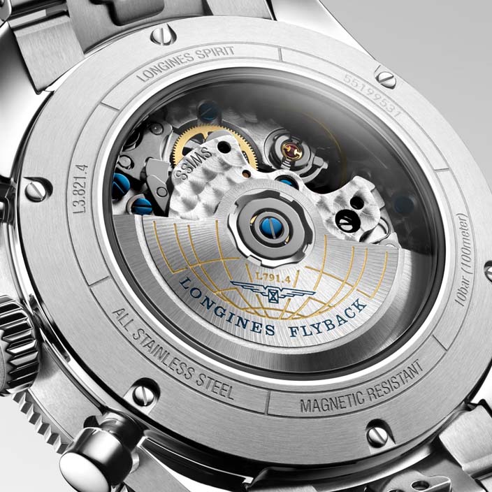 Мужские часы Longines Longines Spirit L3.821.4.93.6, механизм механический с автоподзаводом, циферблат синий, браслет нержавеющая сталь — Изображение 4