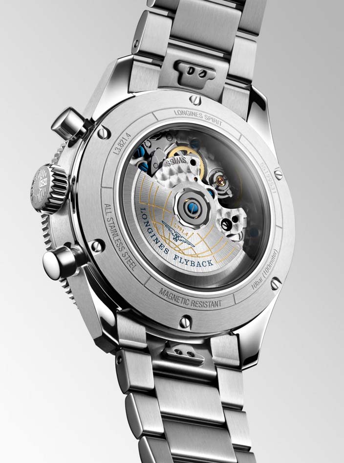 Мужские часы Longines Longines Spirit L3.821.4.93.6, механизм механический с автоподзаводом, циферблат синий, браслет нержавеющая сталь — Изображение 7