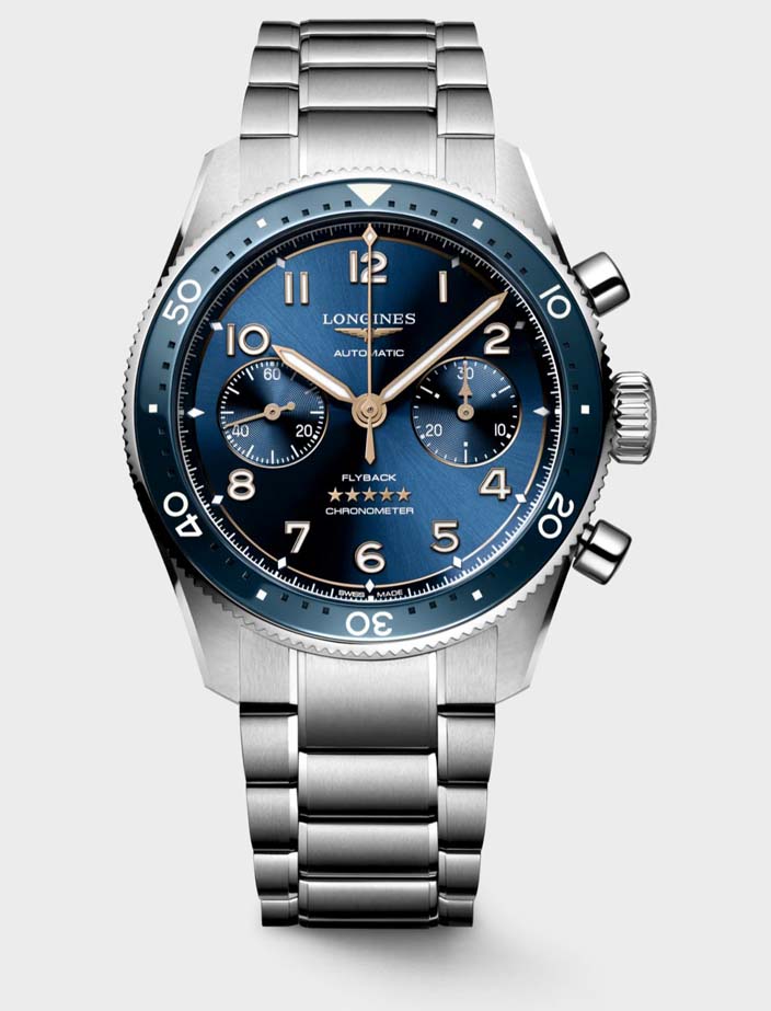 Мужские часы Longines Longines Spirit L3.821.4.93.6, механизм механический с автоподзаводом, циферблат синий, браслет нержавеющая сталь — Изображение 1