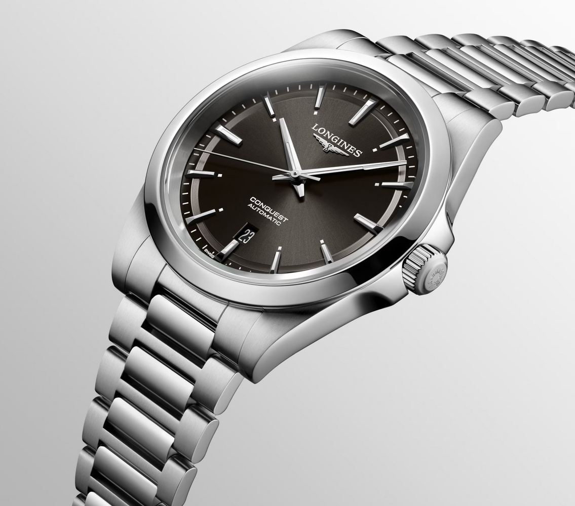 Мужские часы Longines Conquest L3.830.4.52.6, механизм механический с автоподзаводом, циферблат черный, браслет нержавеющая сталь — Изображение 2