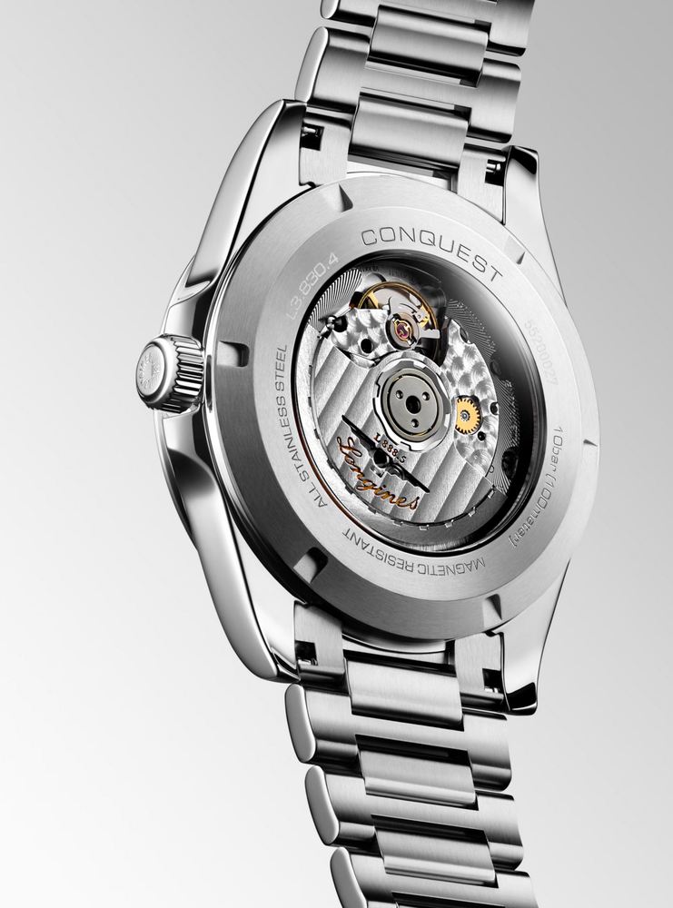 Мужские часы Longines Conquest L3.830.4.52.6, механизм механический с автоподзаводом, циферблат черный, браслет нержавеющая сталь — Изображение 4