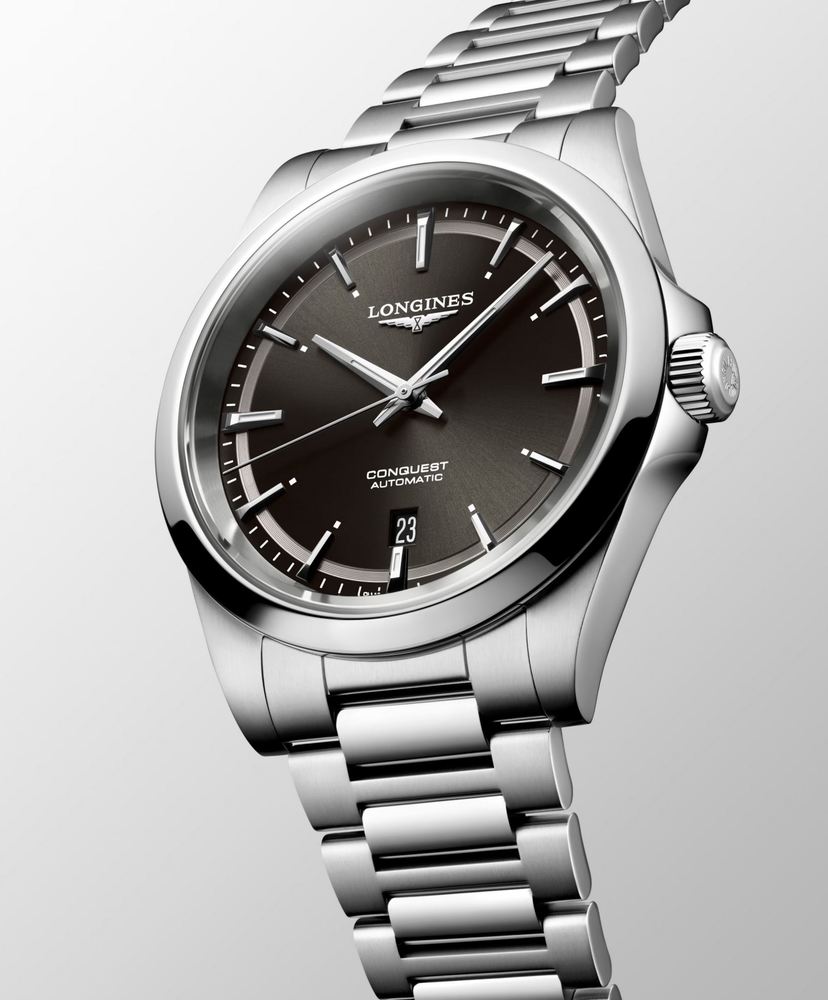 Мужские часы Longines Conquest L3.830.4.52.6, механизм механический с автоподзаводом, циферблат черный, браслет нержавеющая сталь — Изображение 6