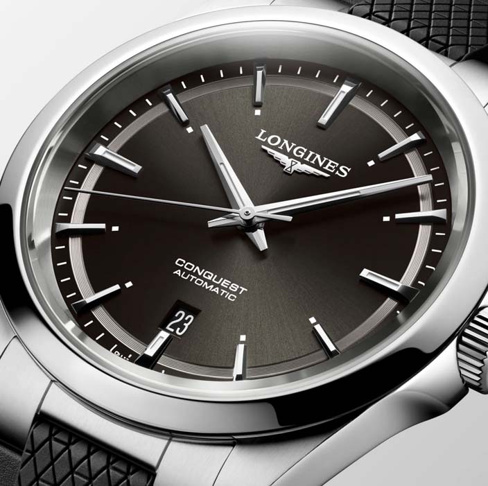 Мужские часы Longines Conquest L3.830.4.52.9, механизм механический с автоподзаводом, циферблат черный, браслет каучук — Изображение 2