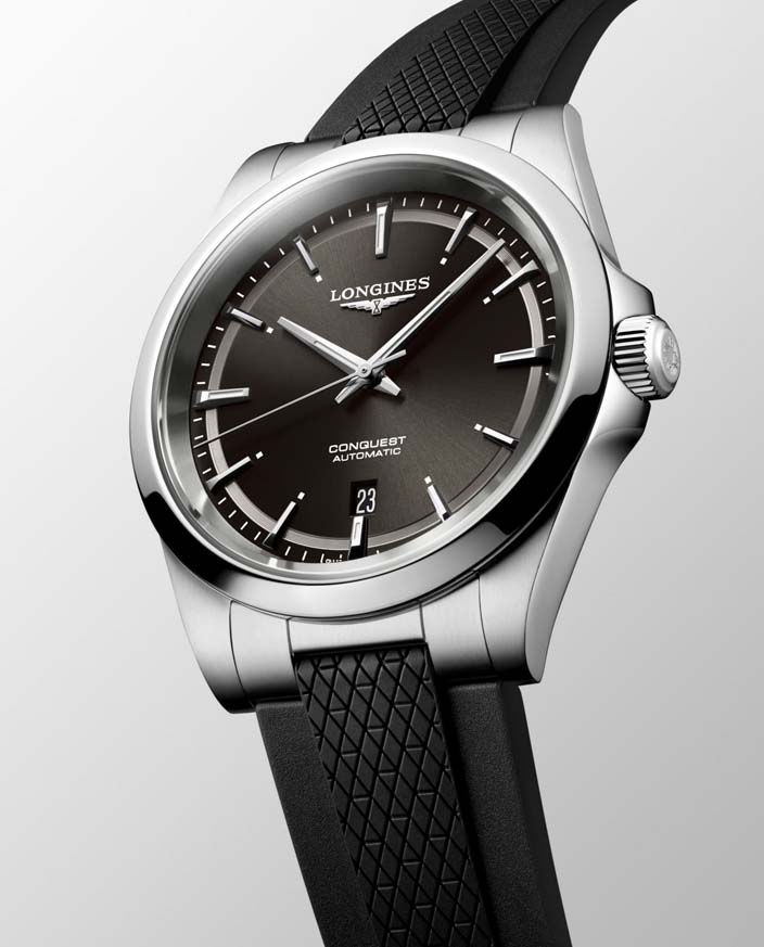 Мужские часы Longines Conquest L3.830.4.52.9, механизм механический с автоподзаводом, циферблат черный, браслет каучук — Изображение 4