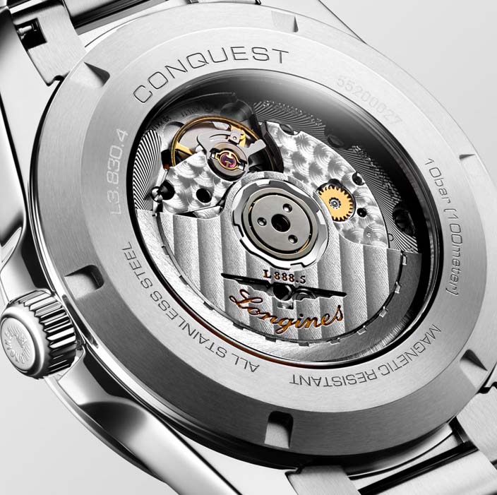 Мужские часы Longines Conquest L3.830.4.57.6, механизм механический с автоподзаводом, циферблат черный, браслет нержавеющая сталь — Изображение 3
