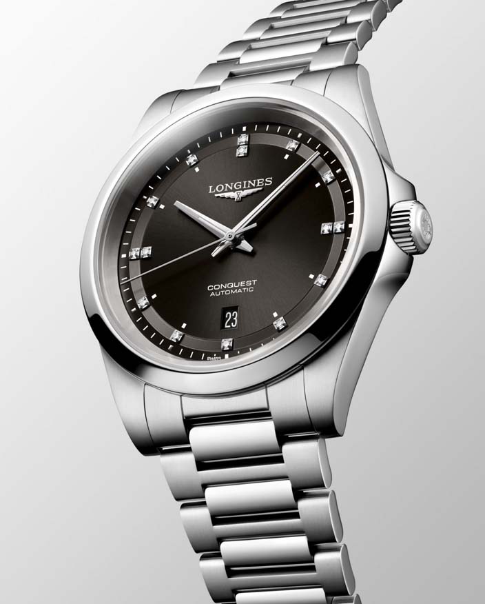 Мужские часы Longines Conquest L3.830.4.57.6, механизм механический с автоподзаводом, циферблат черный, браслет нержавеющая сталь — Изображение 4