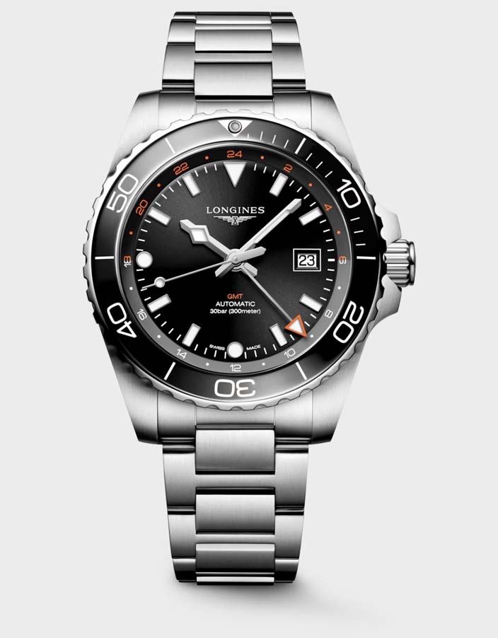 Мужские часы Longines HydroConquest L3.890.4.56.6, механизм механический с автоподзаводом, циферблат черный, браслет нержавеющая сталь — Изображение 1