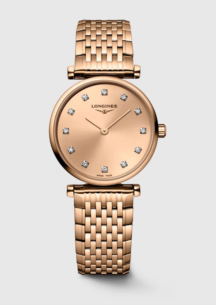 Женские часы Longines La Grande Classique de Longines L4.209.1.90.8, механизм кварцевый, циферблат золотистый, браслет нержавеющая сталь + pvd — Изображение 1