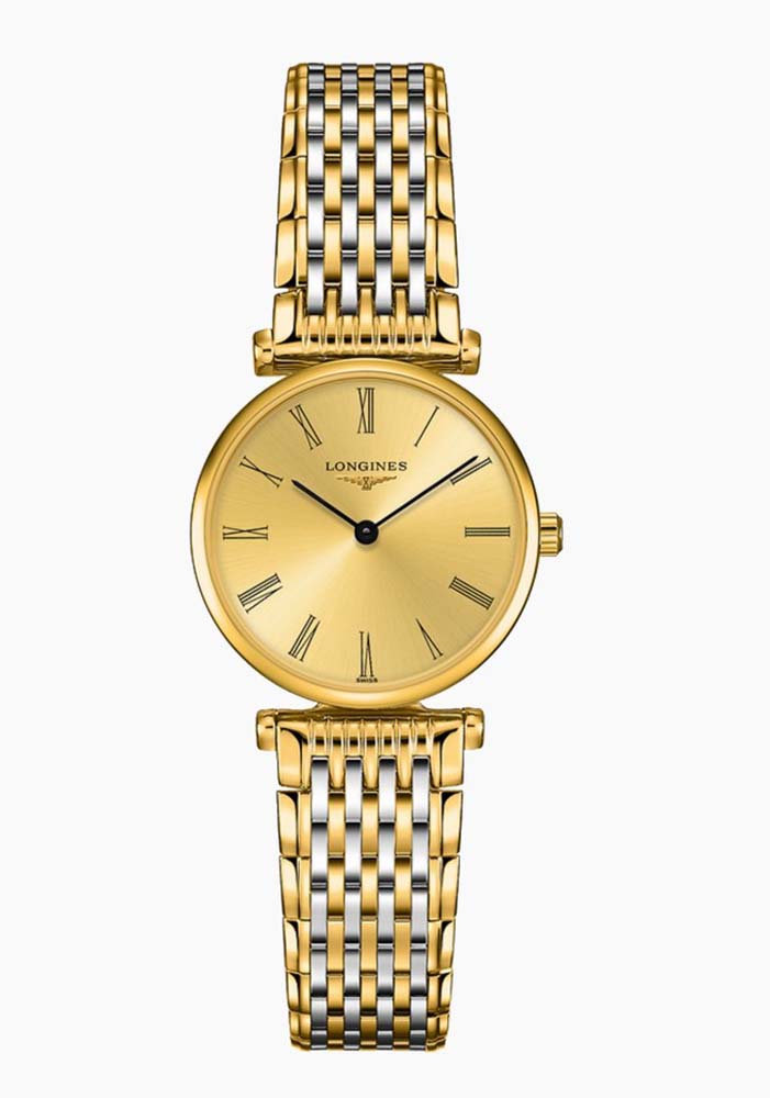 Женские часы Longines La Grande Classique de Longines L4.209.2.31.7, механизм кварцевый, циферблат золотистый, браслет нержавеющая сталь + pvd — Изображение 1