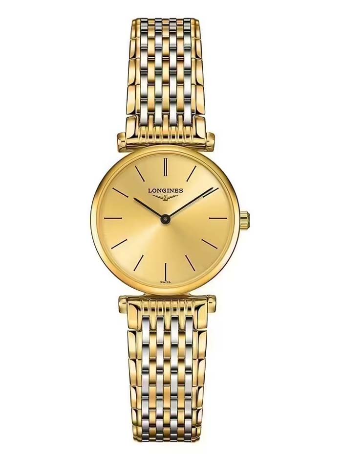 Женские часы Longines La Grande Classique de Longines L4.209.2.32.7, механизм кварцевый, циферблат золотистый, браслет нержавеющая сталь + pvd — Изображение 1