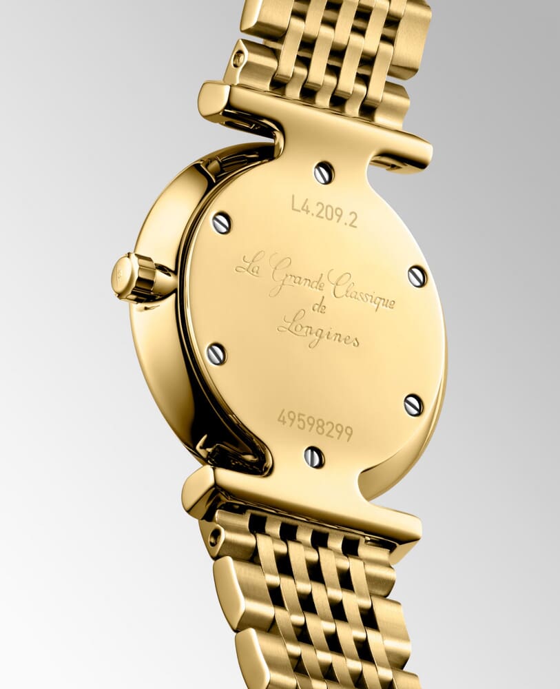 Женские часы Longines La Grande Classique de Longines L4.209.2.37.8, механизм кварцевый, циферблат золотистый, браслет нержавеющая сталь + pvd — Изображение 8