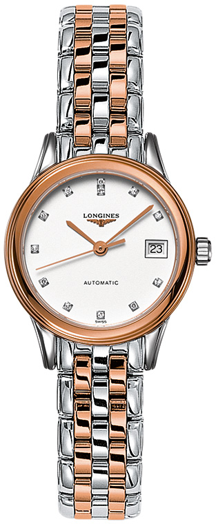 Женские механический с автоподзаводом часы Longines Flagship L4.274.3.99.7 белый нержавеющая сталь + pvd — Изображение 1