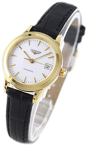 Женские часы Longines Flagship L4.274.6.22.2, механизм механический с автоподзаводом, циферблат белый, браслет кожа — Изображение 2