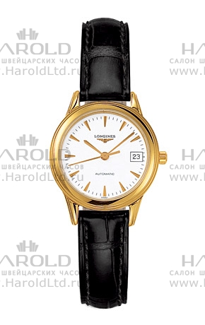 Женские часы Longines Flagship L4.274.6.22.2, механизм механический с автоподзаводом, циферблат белый, браслет кожа — Изображение 1