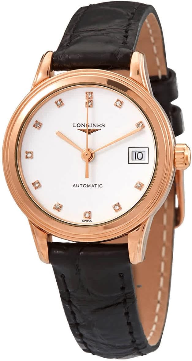 Женские механический с автоподзаводом часы Longines Flagship L4.274.8.27.2 белый кожа — Изображение 2