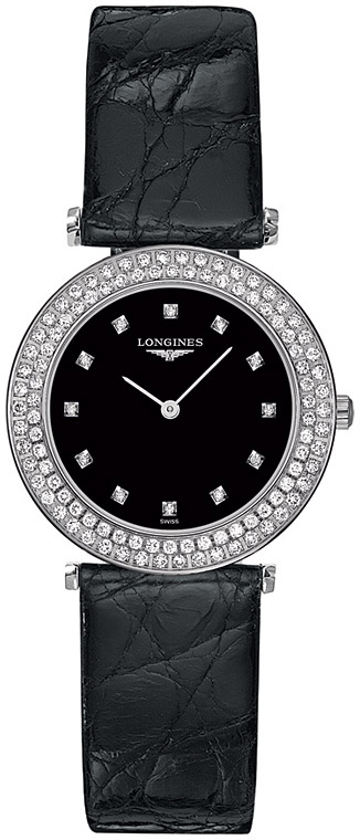 Женские часы Longines La Grande Classique de Longines L4.308.0.57.2, механизм кварцевый, циферблат черный, браслет кожа — Изображение 1