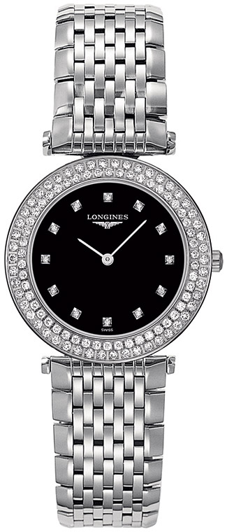 Женские часы Longines La Grande Classique de Longines L4.308.0.57.6, механизм кварцевый, циферблат черный, браслет нержавеющая сталь — Изображение 1