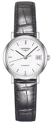 Женские часы Longines The Longines Elegant Collection L4.309.4.12.2, механизм механический с автоподзаводом, циферблат белый, браслет кожа — Изображение 1