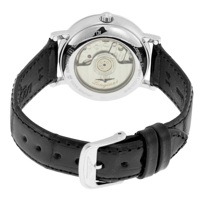 Женские часы Longines The Longines Elegant Collection L4.310.4.57.2, механизм механический с автоподзаводом, циферблат черный, браслет кожа — Изображение 2