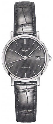Женские часы Longines The Longines Elegant Collection L4.310.4.72.2, механизм механический с автоподзаводом, циферблат черный, браслет кожа — Изображение 1