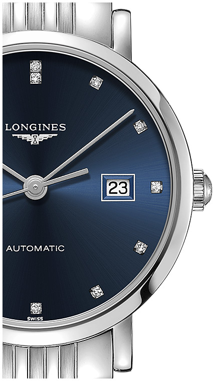 Женские часы Longines The Longines Elegant Collection L4.310.4.97.6, механизм механический с автоподзаводом, циферблат синий, браслет нержавеющая сталь — Изображение 2