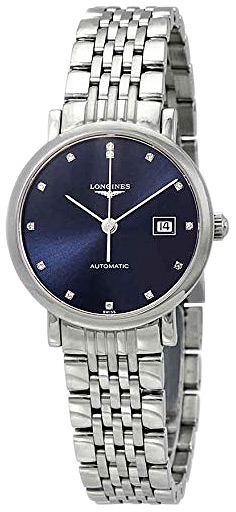 Женские часы Longines The Longines Elegant Collection L4.310.4.97.6, механизм механический с автоподзаводом, циферблат синий, браслет нержавеющая сталь — Изображение 3