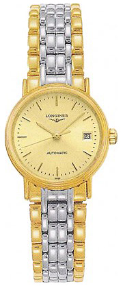 Женские часы Longines Presence L4.322.2.32.7, механизм механический с автоподзаводом, циферблат золотистый, браслет нержавеющая сталь + pvd — Изображение 1